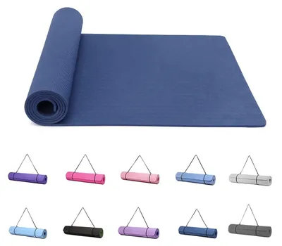 Imagen del producto de Esterilla de yoga antideslizante de 6 mm, 183 x 61 cm, con correa de transporte, ideal para yoga y pilates