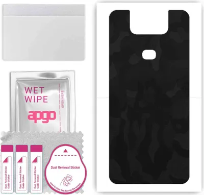 Produktbild von apgo Rückseite Schutzfolie, Skin, kompatibel mit Asus Zenfone 6 ZS630KL 6Z, Hinten Displayschutzfolie aus Vinylfolie, kratzfest, einfache Montage - Schwarzes Tarnmuster