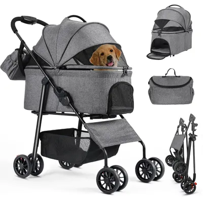 Produktbild von Hundebuggy – 2-in-1-Kinderwagen – Für Haustiere – Klappbar – Abnehmbarer Transportkorb – und Autositz