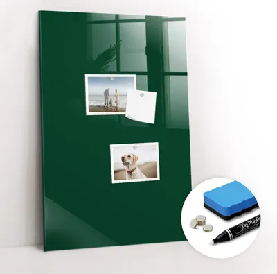 Produktbild von Magnetpinnwand Memoboard - Zubehörsatz - Weißer Marker + Schwamm + Magnete - 40 x 60 cm - Farbe flaschengrün