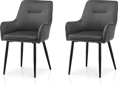 Produktbild von CLIPOP Esszimmerstuhl,2er Set Polsterstuhl,Samtstuhl aus Metallbeine, Grau