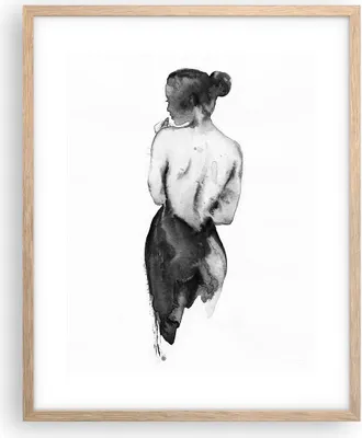 Produktbild von Gerahmtes Poster - Rahmen in heller Eiche - Aquarell Frau Nacktheit - 40x50 cm - Wand Bild - Wanddeko - Wandbilder - Kunstposter - Wandposter - Bilderrahmen - Bilder - Kunstdruck - P2NPA40x50-4721