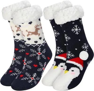Produktbild von Rutschfeste Weihnachtssocken Lustige Kuschelsocken Bodensocken Haussocken als Geschenk Damen
