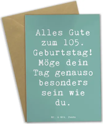 Produktbild von Mr. & Mrs. Panda Klappkarte Spruch 105. Geburtstag - Meeresbrise - Geschenk, hochzeitskarten, osterkarten, Alter, Jubiläum, Grußkarte, Glückwunschkarte, weihnachtskarten