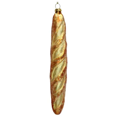 Zdjęcie produktu dla Szklana ozdoba choinkowa, figurka typu bagietka, 21 cm, jasnobrązowa