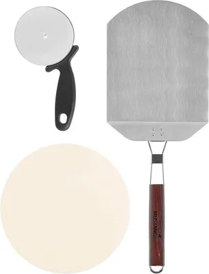 Produktbild von Pizzatzubehör für Grillen mit Pizzastein, Pizzaschüssel und Pizzaschneider