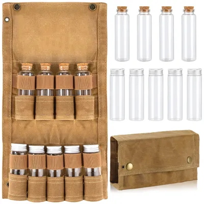 Immagine prodotto di Omgoods - Set di erbe aromatiche per campeggio con 9 contenitori - Organizzatore portatile per spezie