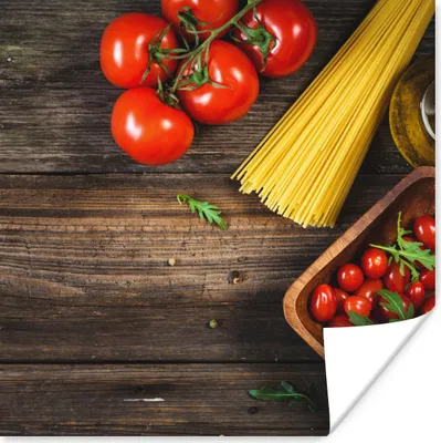 Produktbild von MuchoWow® Poster Nudeln - Tomate - Küche 100x100 cm - Babyzimmer