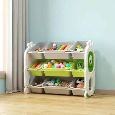 Obrázok produktu pre Plastový trojposchodový regál na hračky, zelený