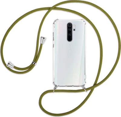 Produktbild von Handykette Backcover-Schutzhülle mit Band (Metall silberfarben) für Xiaomi Redmi Note 8 Pro - khaki
