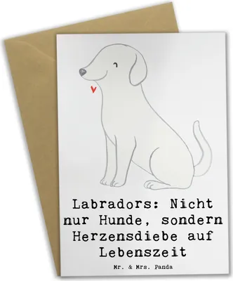 Produktbild von Mr. & Mrs. Panda Glückwunschkarte Labrador Herzensdiebe - Weiß - Geschenk, einladungskarten, intelligenter Hund, Hundeliebhaber, osterkarten, Hunderasse, Vierbeiner