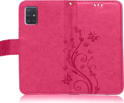 Produktbild von Handy Tasche für Samsung Galaxy A71 Schutz Hülle Handyhülle mit Blumenmuster Klapp Hülle mit Standfunktion und Kartenfächer Pink