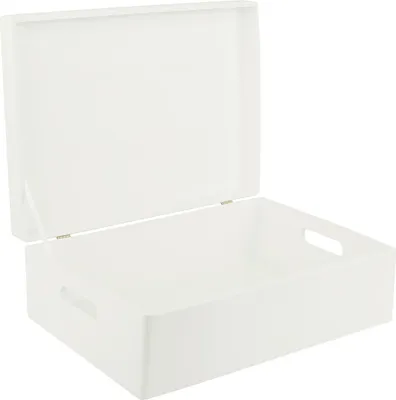 Image de Creative Deco Boite de Rangement en Bois Blanc 40 x 30 x 14 cm (+/-1cm)