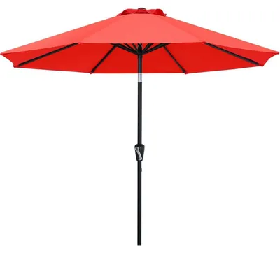 Zdjęcie produktu dla Parasol 270 cm, czerwony, wodoodporny, aluminiowy, z mechanizmem obrotowym i regulacją kąta nachylenia