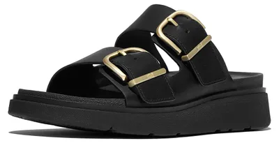 Produktbild von FITFLOP FitFlop Gen-FF Leder-Pantoletten mit Schnalle und zwei Riemen SCHWARZ 36