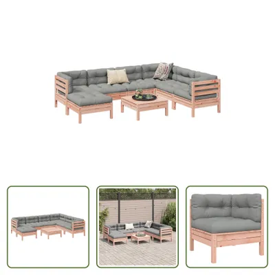 Produktbild von The Living Store 8-tlg. Garten-Sofagarnitur mit Kissen Massivholz Douglasie