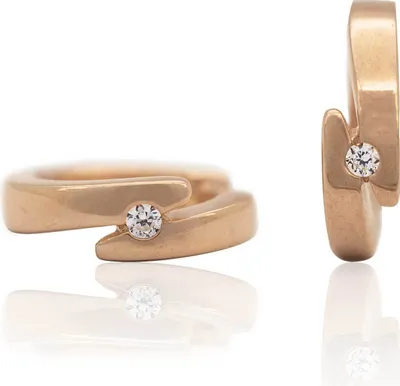 Produktbild von Creolen Ohrringe 925 Sterling Silber rosévergoldet mit Zirkonia 15mm
