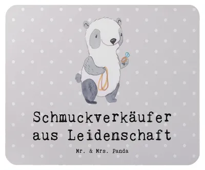 Produktbild von Mr. & Mrs. Panda Mouse Pad Schmuckverkäufer Leidenschaft - Grau Pastell - Geschenk, Goldschmied, Spruch, Ausbildung, Juwelier, mauspad laptop, pc, mousematte, Mousepad