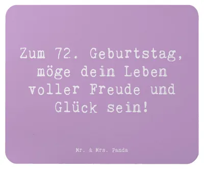 Produktbild von Mr. & Mrs. Panda Mauspad Spruch 72. Geburtstag Freude - Lavendeltraum - Geschenk, Mousepad, mousematte, Happy Birthday, Mouse Pad, pc, laptop, Alter, besondere Geschenke