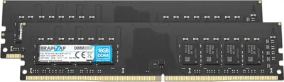 Produktbild von BRAINZAP 32GB (2x16GB) DDR4 2400MHz PC4-2400T-UC0-10 DIMM CL17 2Rx8 1.2V Unbuffered Non-ECC RAM Arbeitsspeicher für Desktop PC Speichermodul Memory