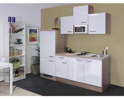 Produktbild von Flex Well Küchenzeile mit Geräten Valero 210 cm weiß hochglanz zerlegt Variante reversibel 00007994