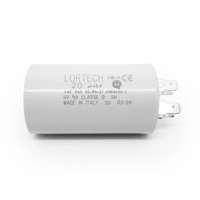 Produktbild von Motor-Kondensator 450V 20 µF, geeignet für Pumpen, Rasenmäher und andere elektrische Geräte, hergestellt in Italien