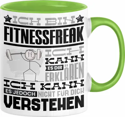 Produktbild von Fitnessfreak Geschenk Kaffee-Tasse Geschenkidee für Fitnessfreak Ich Bin Fitnessfreak Ich Kann Es Dir Erklären Jedoch Nicht Für Dich Verstehen Spruch Lustig (Grün)