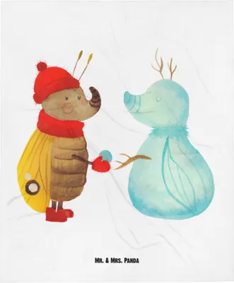 Produktbild von Mr. & Mrs. Panda Babydecke Nachtfalter Schneemann - Weiß - Geschenk, Weihnachten, Plaid, Weihnachtsgruß, Winter, Kinderdecke, Schnee, Schlummerdecke, Fleecedecke