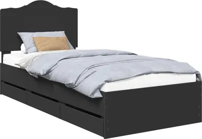 Produktbild von Bettrahmen mit Schubladen Schwarz 75 x 190 cm Ingenieurs Holz