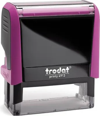 Produktbild von Trodat PRINTY 4913, max. 6zeilig, 57X21mm, Gehäuse fuchsia, individuelle Stempelplatte mit Ihrem Wunschtext, Stempelkissen schwarz