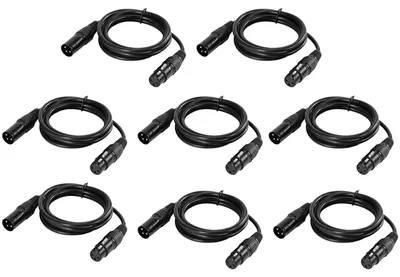 Obrázok produktu pre 1 m/3,3 ft XLR kábel DMX512 pre divadelné osvetlenie, 3-pinový XLR konektor (samec na samicu) pre pohyblivé hlavy, reflektory, parové svetlá, mikrofóny a mixážne pulty, balenie po 8 kusoch
