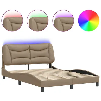 Produktbild von vidaXL Bettgestell mit LED ohne Matratze "Hvar" Cappuccino-Braun 140x190 cm