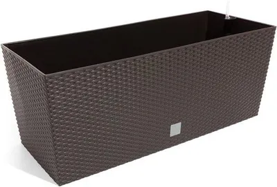 Produktbild von Blumentopf Dunkelbraun 60 cm mit Selbstbewässerungssystem - Rattan-Look