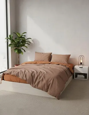 Produktbild von L'Essentiel Linge de Maison, Hochwertiges Ranforce Bettwäsche-Set (2-teilig), Karamell und Weiß, 200 x 200 cm | 100% Baumwolle, maschinenwaschbar bei 40 °C, Knopfverschluss | Elegantes Design für Ihr Schlafzimmer.