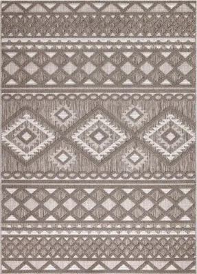 Produktbild von Teppich Outdoor Wetterfest - 200x290 cm - für Balkon, Terrasse, Flur, Küche - Ethno-Look in Braun