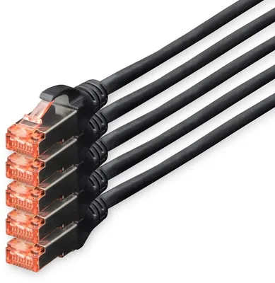 Produktbild von Digitus CAT 6 S/FTP Patchkabel, 5 Stück, 10 m, Cat6, S/FTP (S-STP), RJ-45, RJ-45, Schwarz