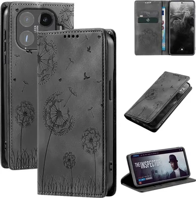 Produktbild von Handyhülle für Xiaomi 15T Pro RFID Schutz Klapphülle Case Cover Design Blume Pusteblume Schutzhülle Farbe: Schwarz