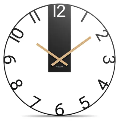 Produktbild von Cander Berlin SOLVIG XXL Wanduhr lautlos 60 cm Metall Holz-Zeiger ohne Tickgeräusche groß modern schwarz Wohnzimmer Küche Vintage
