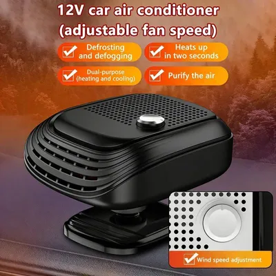 Produktbild von Auto-Heizlüfter 12 V / 24 V mit 360°-Drehung, einstellbarer Windgeschwindigkeit und Scheibenentnebelung - 12V Schwarz