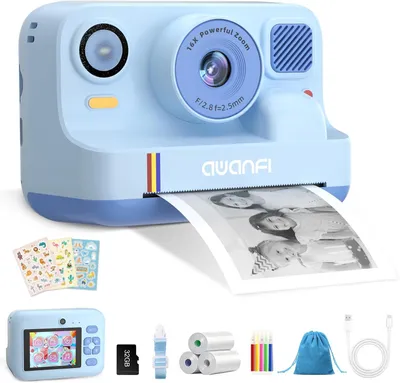 Produktbild von Kinderkamera Sofortbildkamera 2,4 Zoll 1080P mit 32GB Karte & 3 Rollen Druckpapier, Digitalkamera Kinder Sofortdruck Geschenk 3-12 Jahre