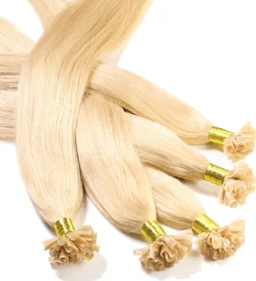 Image de hair2heart extensions de cheveux humains raides - 25 mèches 0,5g 60cm 9/0 blond clair