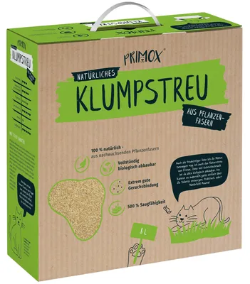 Produktbild von Katzenstreu PRIMOX aus Pflanzenfasern klumpend, ohne Duft 8 l