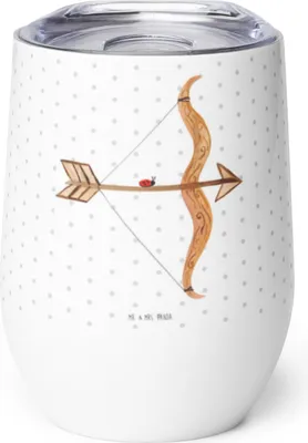 Produktbild von Mr. & Mrs. Panda Isolierbecher Sternzeichen Schütze - Weiß - Geschenk, edelstahl thermobecher, kaffee tasse, thermosbecher, Thermo Becher, Geburtstag Dezember, November