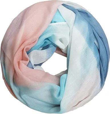 Produktbild von Glamexx24 Loop Schal warme und weiche Schlauchschal Streifen Farbverlauf Tuch Damen-Farbe: Blau Creme Rosa