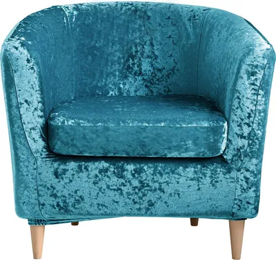Produktbild von 2 Stück Samt Plüsch Stuhlhussen Hochelastische rutschfeste Tub Stuhlhussen Sofa Möbelschutz,Hellblau