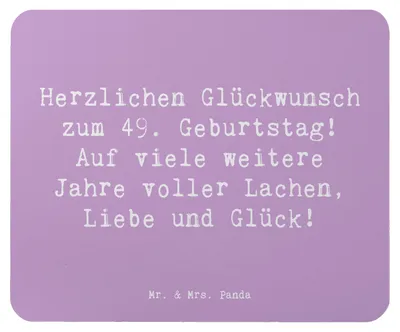 Produktbild von Mr. & Mrs. Panda Mouse Pad Spruch 49. Geburtstag Glückwünsche - Lavendeltraum - Geschenk, unvergessliche Momente, pc mousepad, mauspad laptop, Party, Jubilaeum, Alter