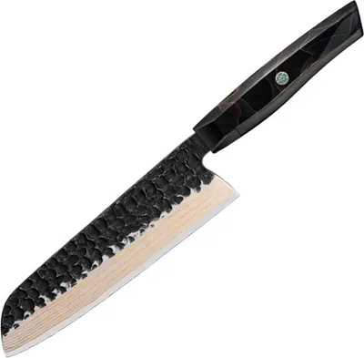 Image de Couteau de cuisine damassé ZA-37581 - Santoku Noir Marron KP37581
