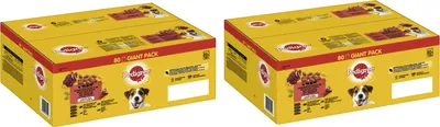 Produktbild von PEDIGREE Portionsbeutel Multipack Giant Pack Adult Gemischte Selektion in Gelee 4 Varietäten mit Rind- und Lebermischung, Huhn, Lamm- und Lebermischung, Geflügel 2x 80 x 100g