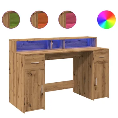 Immagine prodotto di Scrivania con Luci LED Rovere 140x55x91 cm in Legno Multistrato