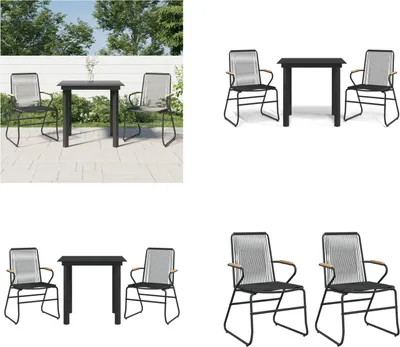 Image de vidaXL 3 pcs. Salon de jardin noir PVC Rotin - Salon de jardin - Salon de jardin - Salon Terrasse